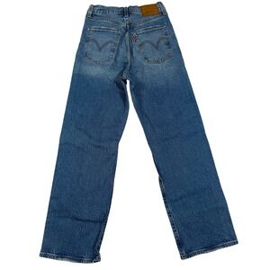 Levis Ribcage Straight Ankle Jeans Leather Patch Big E Women 26 Medium High Rise